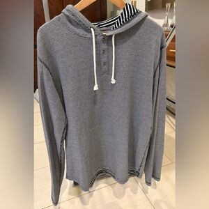 Lucky Brand Men’s Blue and White Striped pullover Hoodie